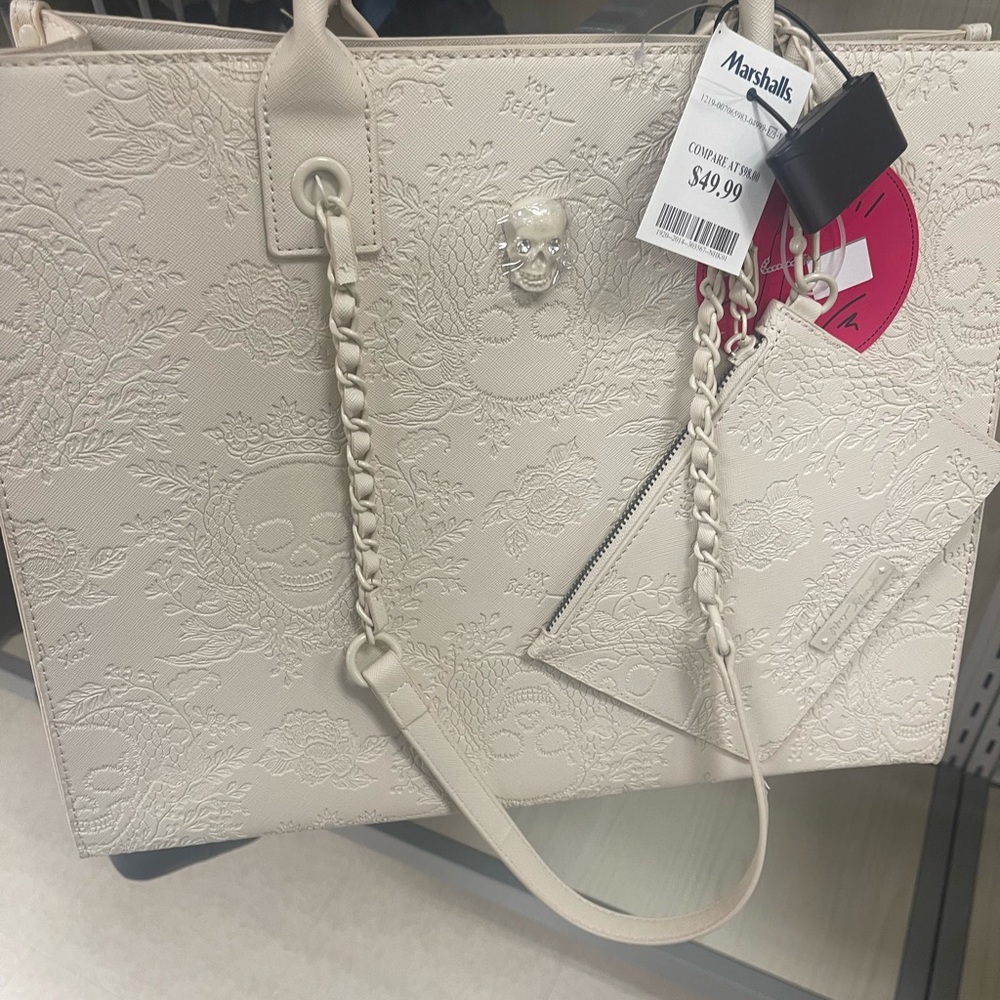 Betsey Johnson Large White Skull bag